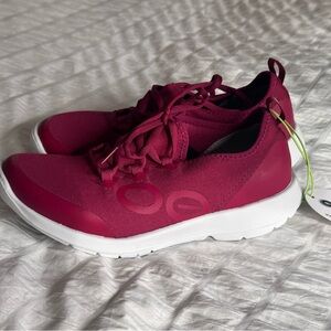 OOFOS OOMG Sport LS Low Shoes Lace-up Comfort  Rosebud Pink Womens Sz 8 New